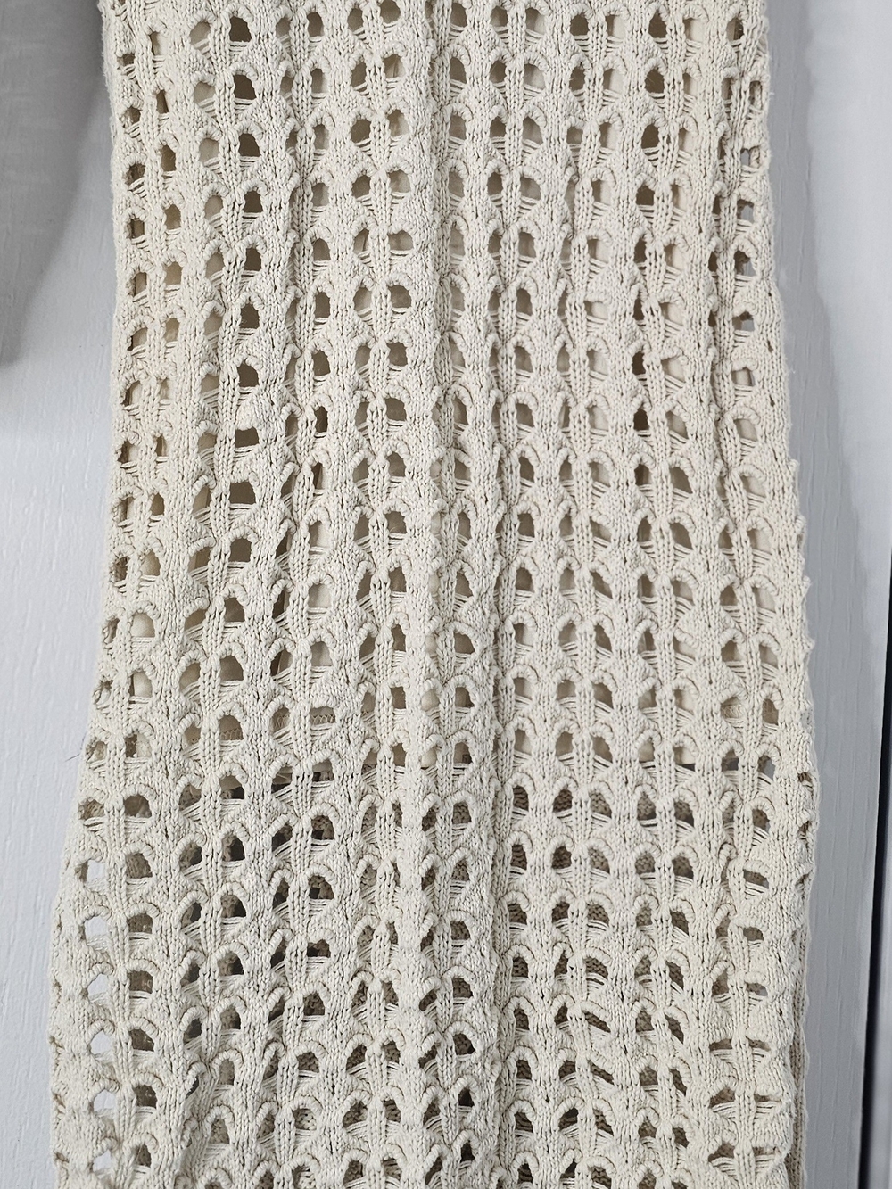 Crochet Knit Two-Piece Set in Cream — Sleeveless Crop Top & Skirt, Freshman 1996 - Picture 3 of 5